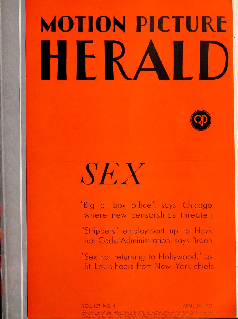 MOTION PICTURE HERALD magazine cover 24 April 1937