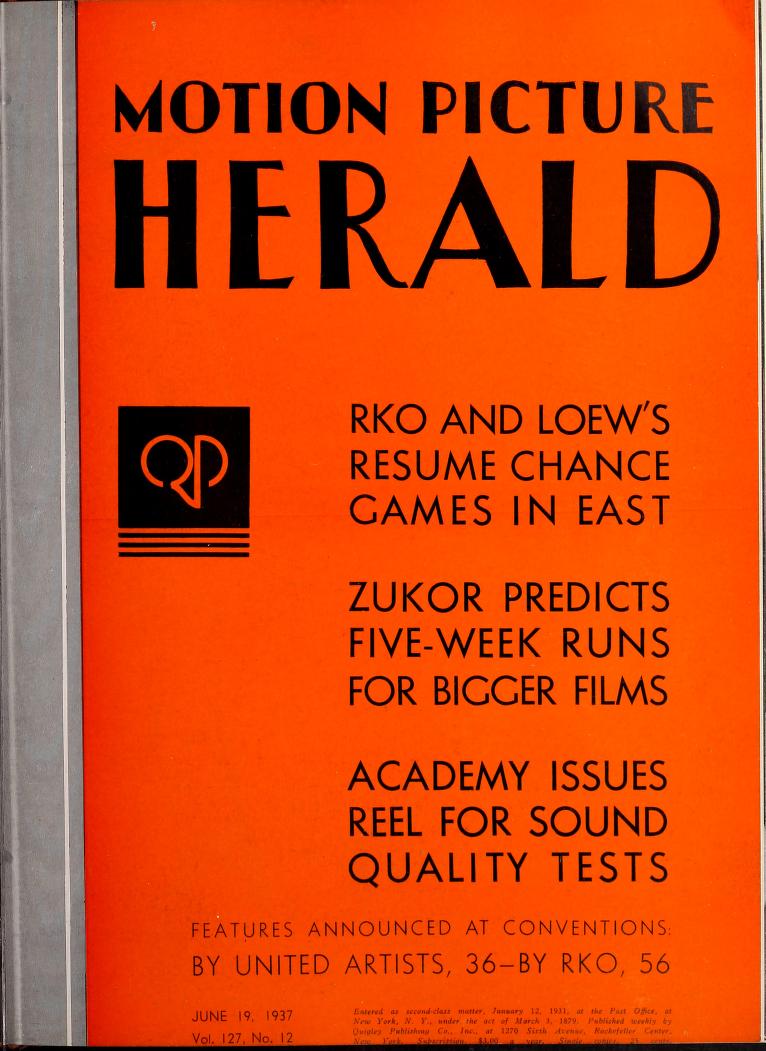MOTION PICTURE HERALD magazine cover 19 June 1937