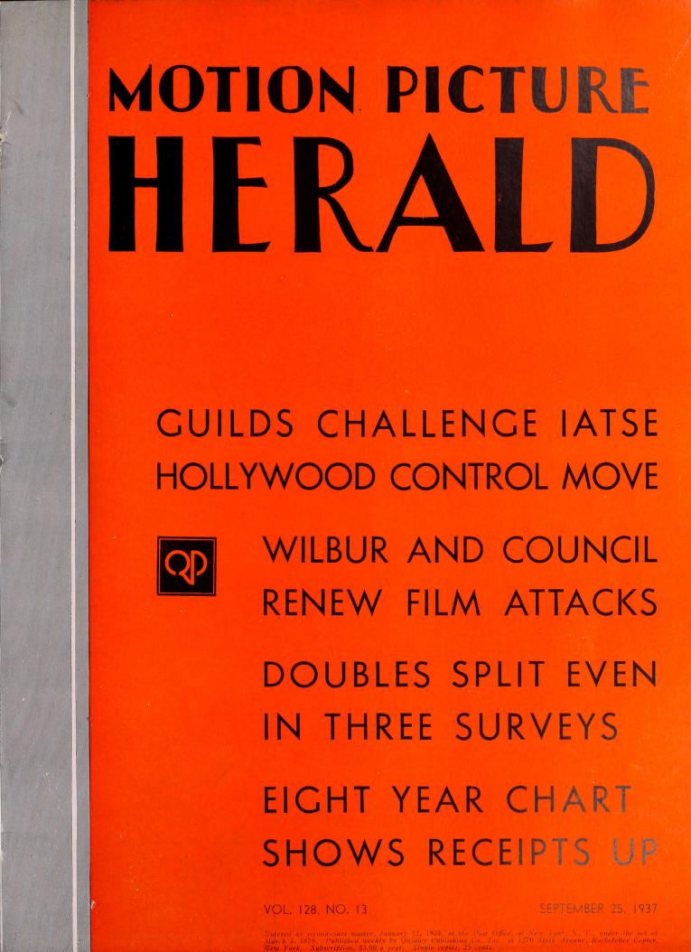 MOTION PICTURE HERALD magazine cover 25 September 1937
