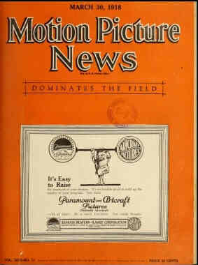 MOTION PICTURE NEWS magazine side cover 30 March 1918