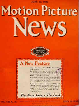 MOTION PICTURE NEWS magazine side cover 12 June 1920