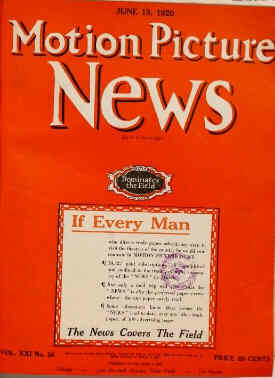 MOTION PICTURE NEWS magazine side cover 19 June 1920