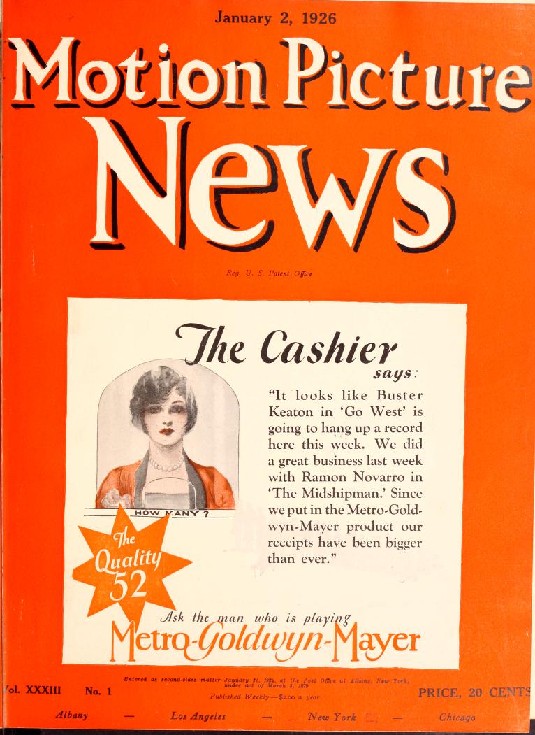MOTION PICTURE NEWS magazine side cover 2 January 1926