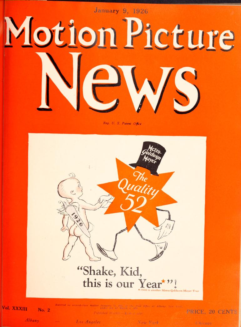 MOTION PICTURE NEWS magazine side cover 9 January 1926