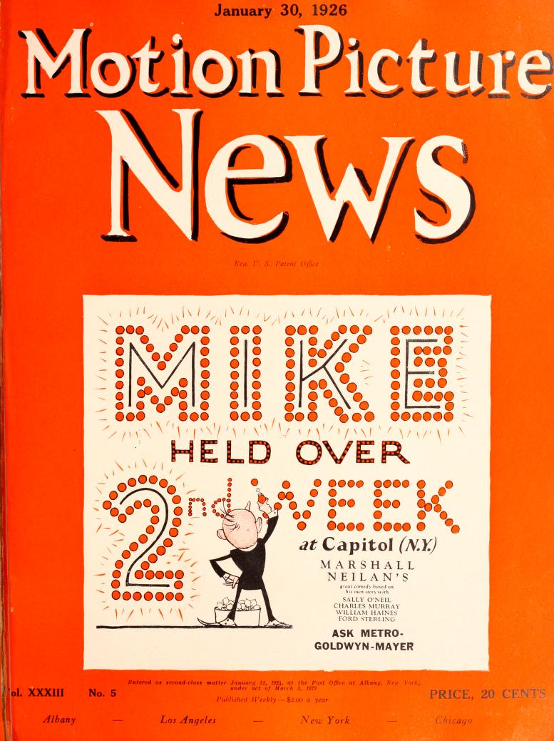 MOTION PICTURE NEWS magazine side cover 30 January 1926