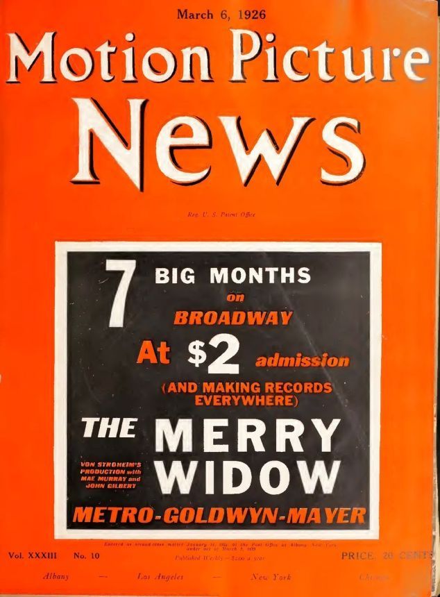 MOTION PICTURE NEWS magazine side cover 6 March 1926