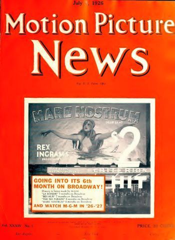MOTION PICTURE NEWS magazine side cover 3 July 1926