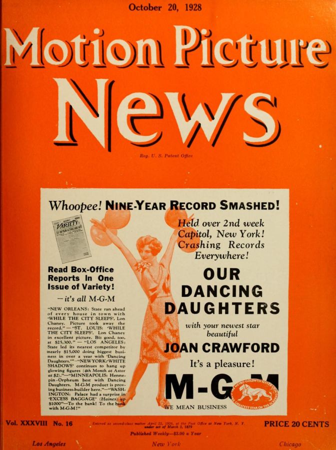 MOTION PICTURE NEWS magazine side cover 20 October 1928