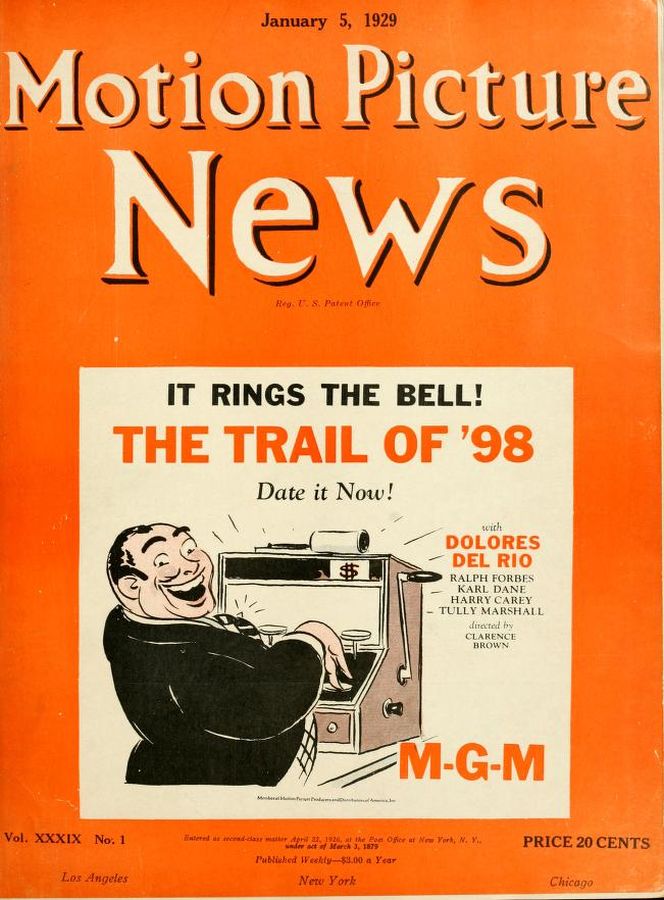MOTION PICTURE NEWS magazine side cover 5 January 1929
