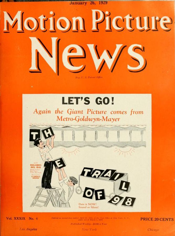 MOTION PICTURE NEWS magazine side cover 26 January 1929
