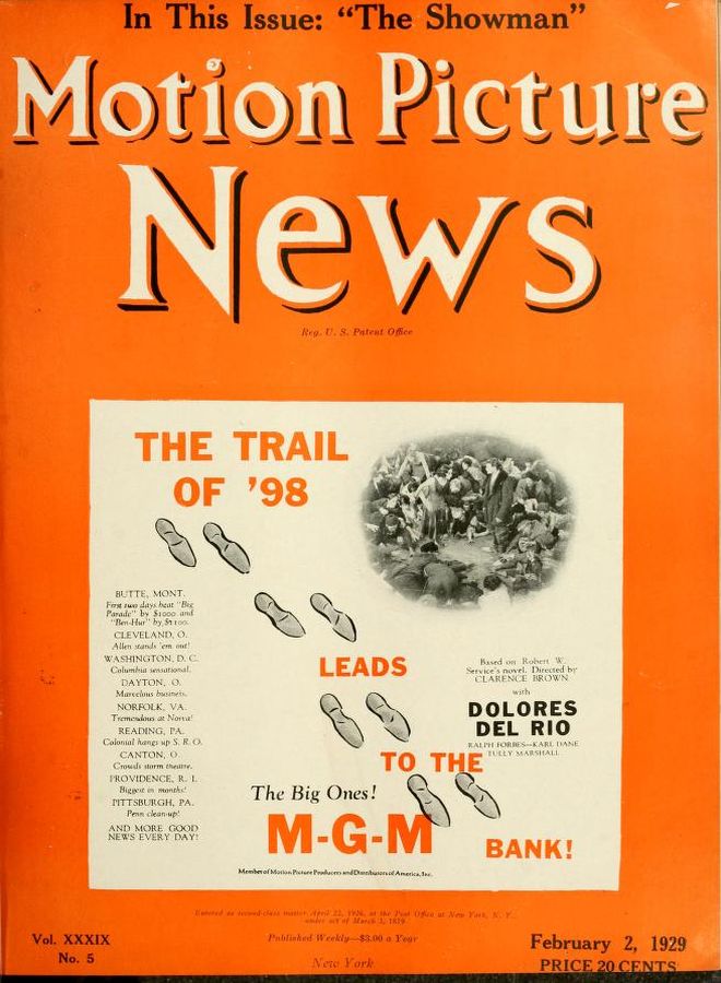 MOTION PICTURE NEWS magazine side cover 2 February 1929