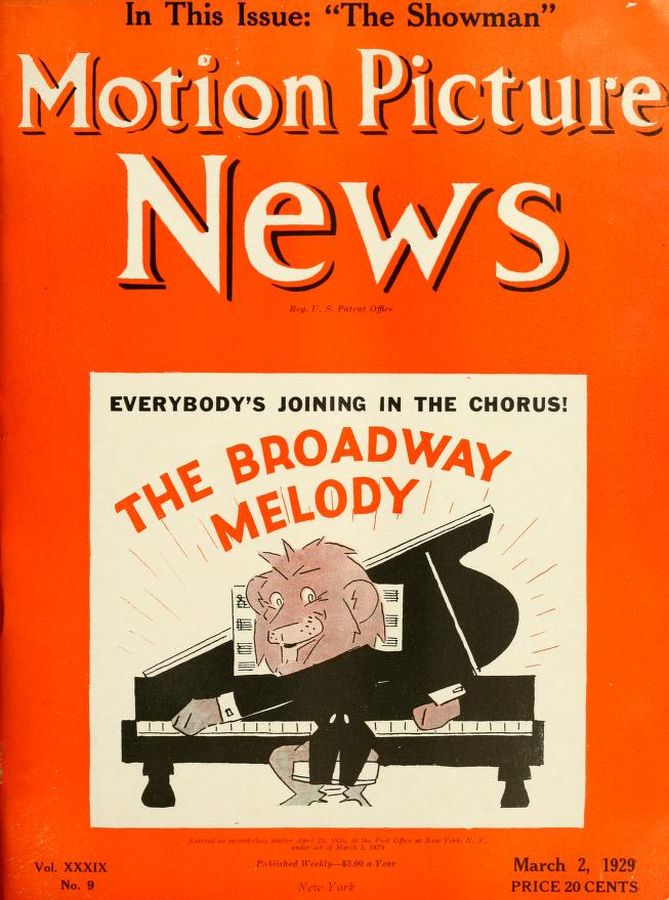 MOTION PICTURE NEWS magazine side cover 2 March 1929