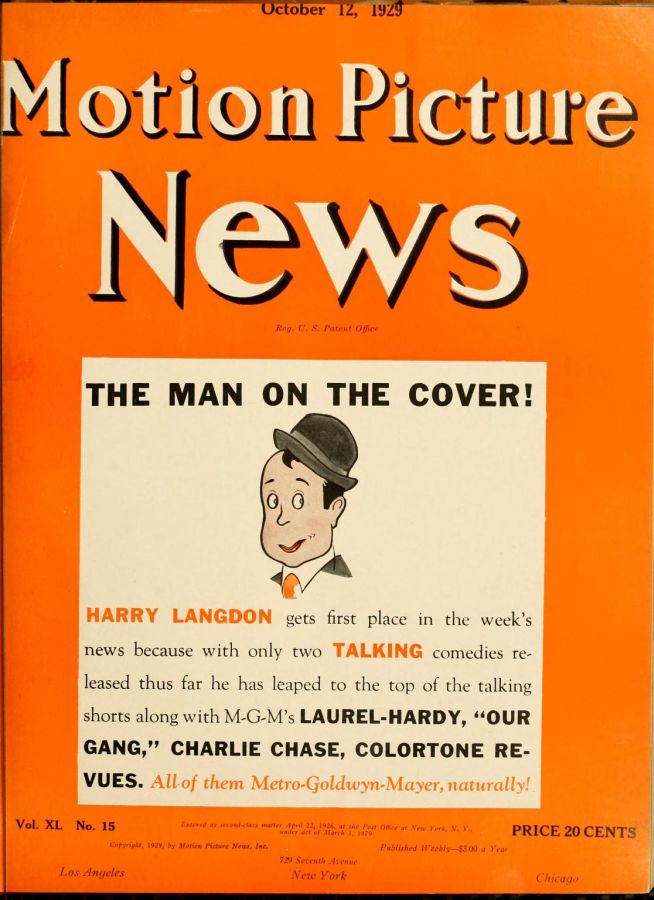 MOTION PICTURE NEWS magazine side cover 12 October 1929