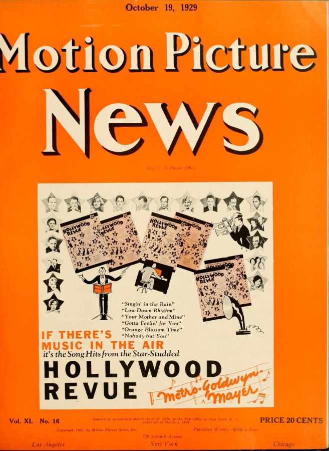 MOTION PICTURE NEWS magazine side cover 19 October 1929