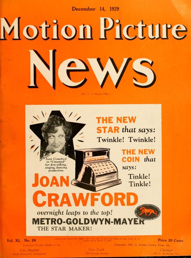 MOTION PICTURE NEWS magazine side cover 14 December 1929