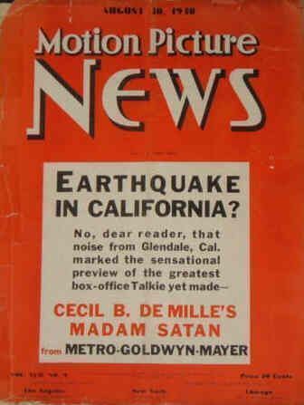 MOTION PICTURE NEWS magazine side cover 30 August 1930