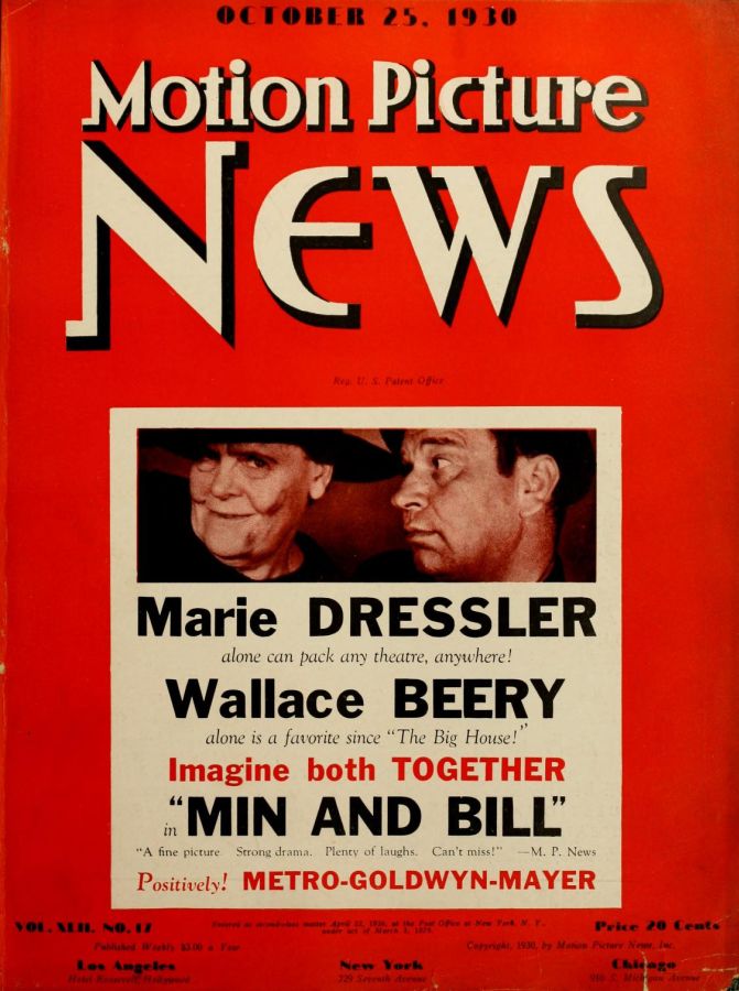 MOTION PICTURE NEWS magazine side cover 25 October 1930