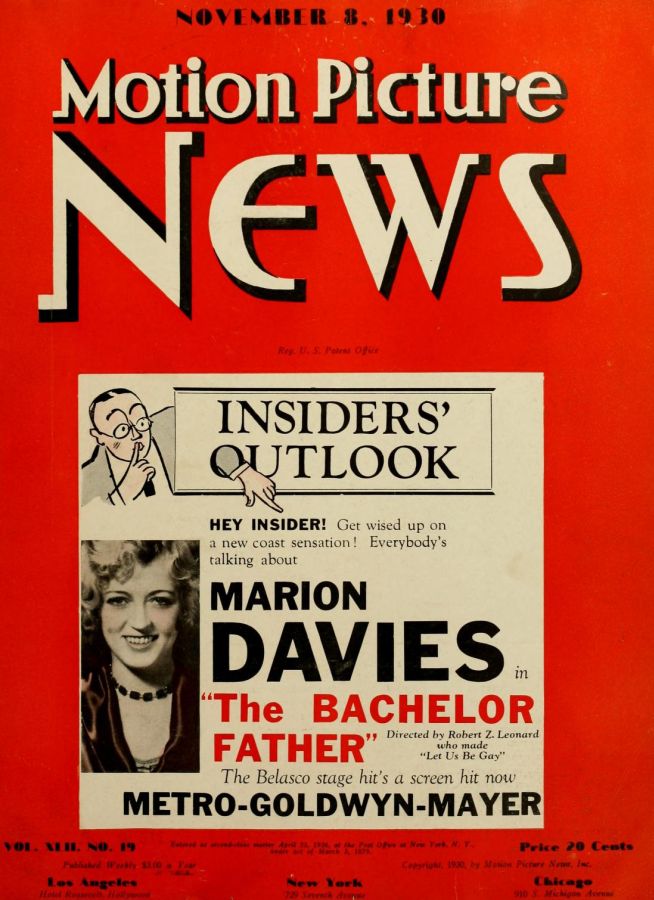 MOTION PICTURE NEWS magazine side cover 8 November 1930
