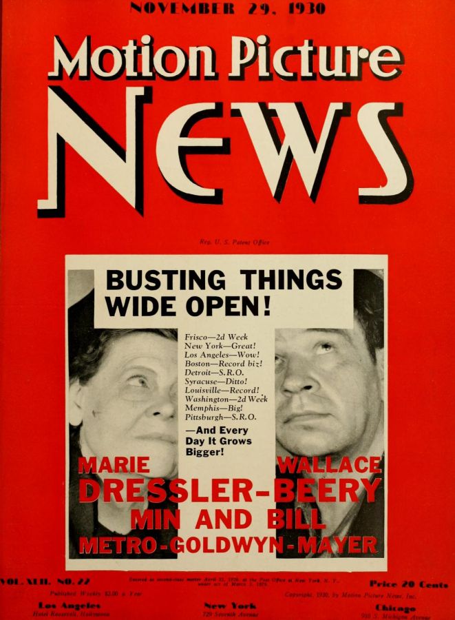 MOTION PICTURE NEWS magazine side cover 29 November 1930