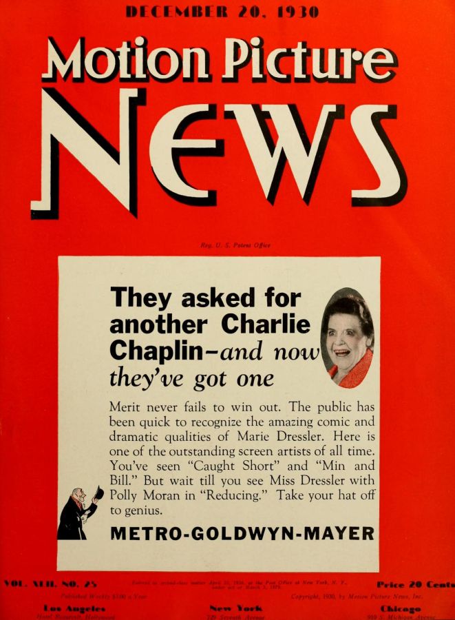 MOTION PICTURE NEWS magazine side cover 20 December 1930