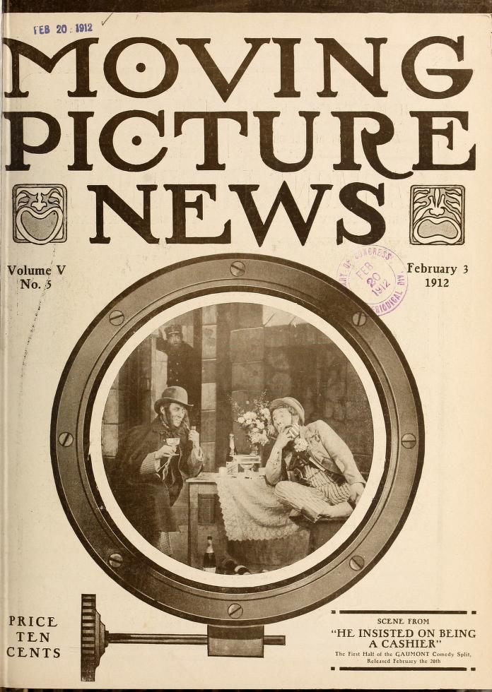 MOTION PICTURE NEWS magazine side cover 3 February 1912