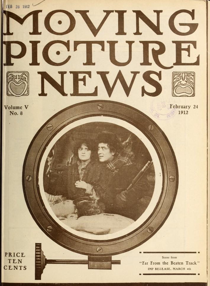MOTION PICTURE NEWS magazine side cover 24 February 1912
