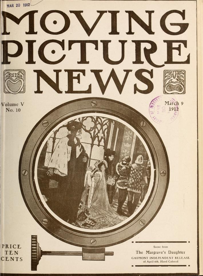 MOTION PICTURE NEWS magazine side cover 9 March 1912
