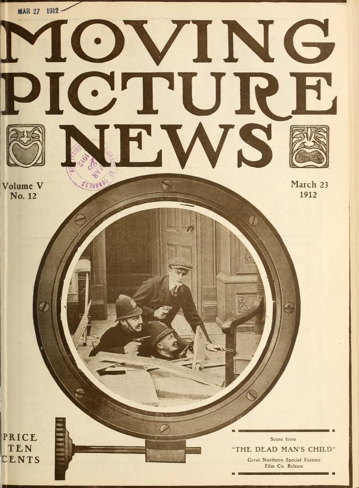 MOTION PICTURE NEWS magazine side cover 23 March 1912