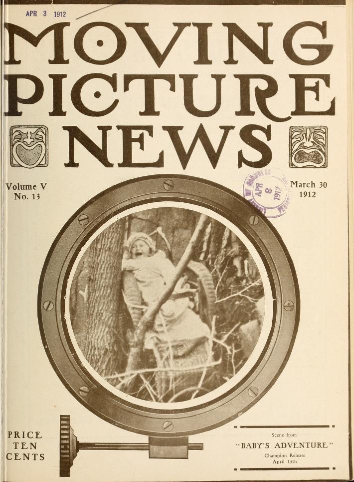 MOTION PICTURE NEWS magazine side cover 30 March 1912