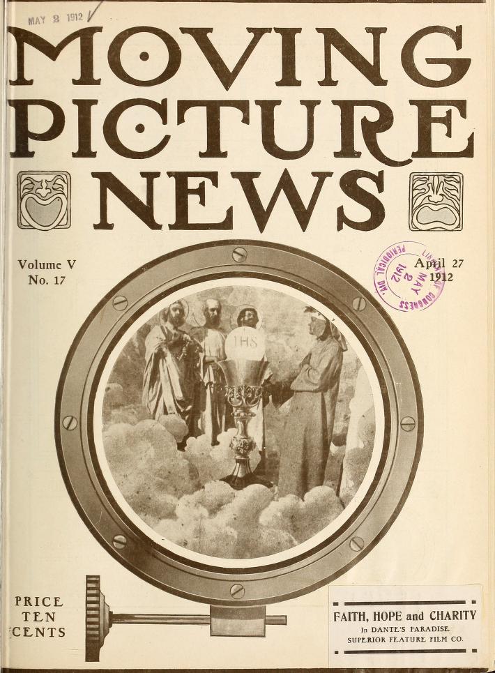 MOTION PICTURE NEWS magazine side cover 27 April 1912