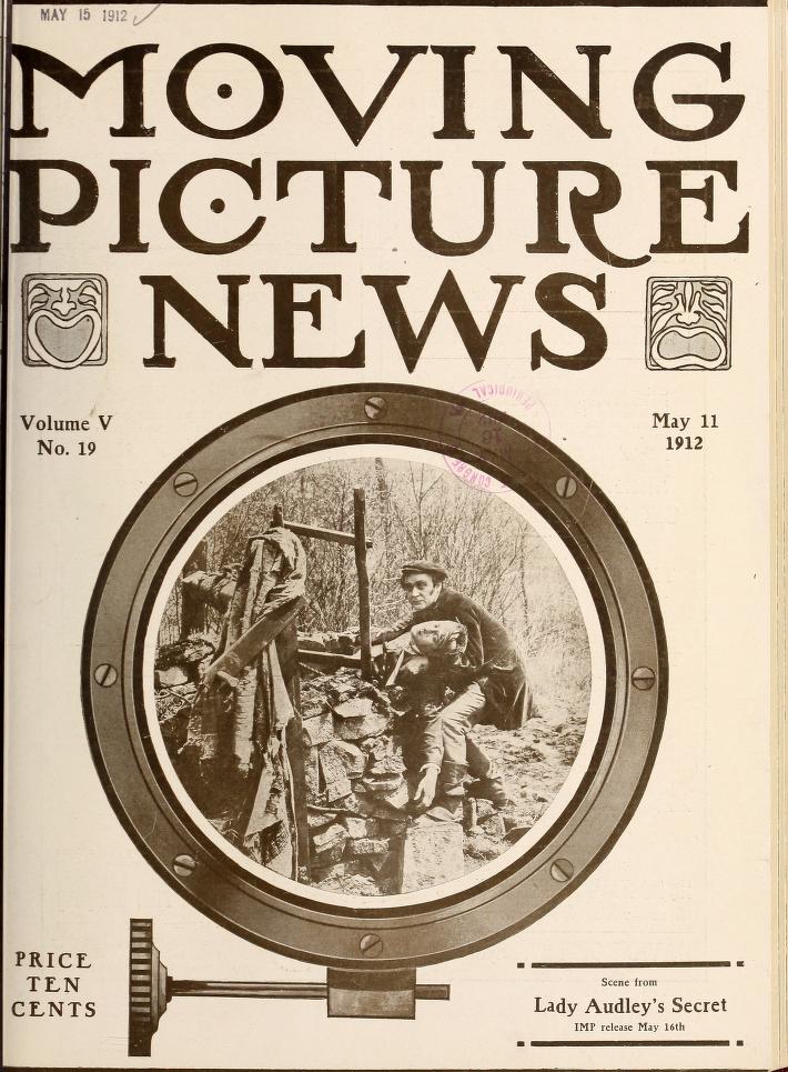 MOTION PICTURE NEWS magazine side cover 11 May 1912
