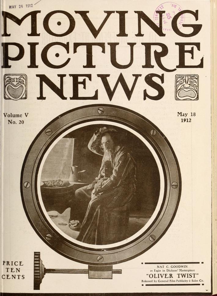 MOTION PICTURE NEWS magazine side cover 18 May 1912