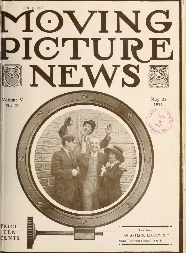 MOTION PICTURE NEWS magazine side cover 25 May 1912
