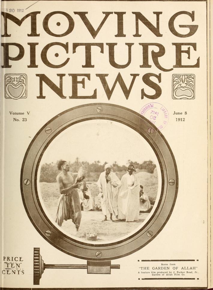 MOTION PICTURE NEWS magazine side cover 8 June 1912