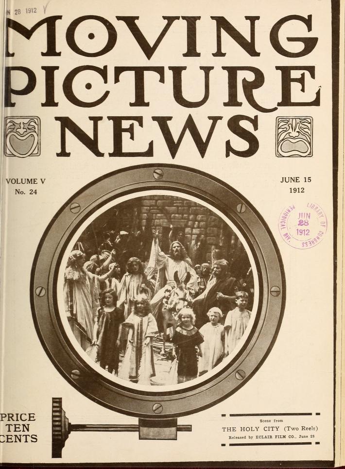 MOTION PICTURE NEWS magazine side cover 15 June 1912