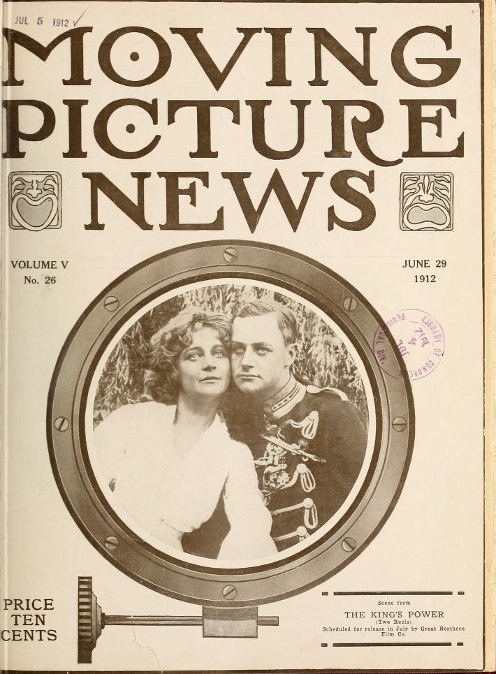 MOTION PICTURE NEWS magazine side cover 29 June 1912
