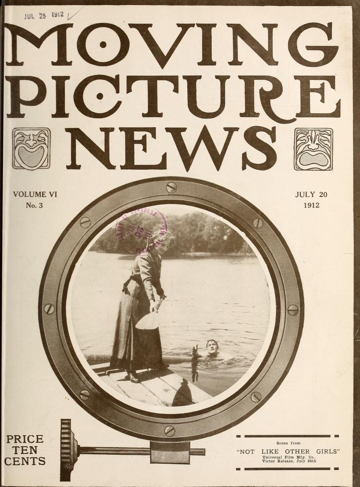 MOTION PICTURE NEWS magazine side cover 20 July 1912