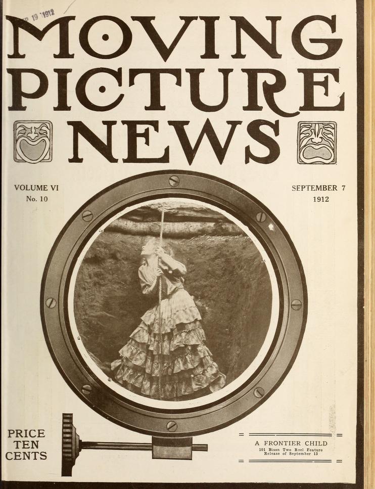 MOTION PICTURE NEWS magazine side cover 7 September 1912