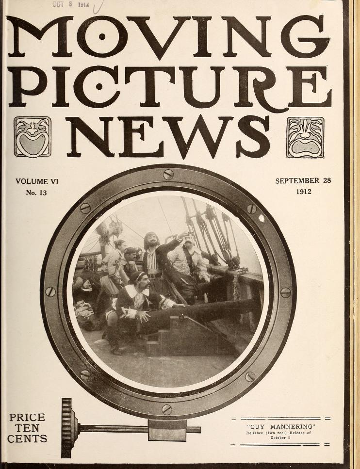 MOTION PICTURE NEWS magazine side cover 28 September 1912