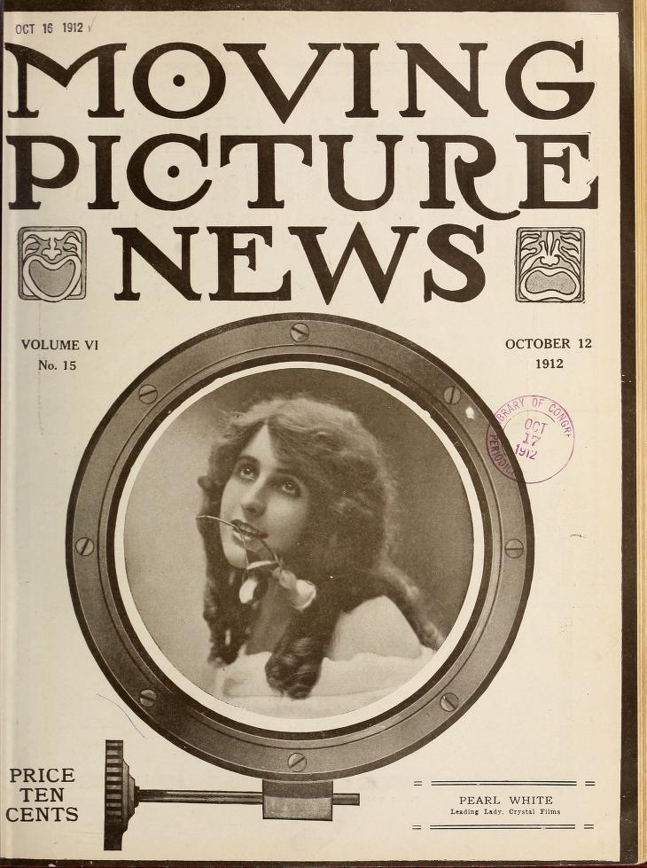 MOTION PICTURE NEWS magazine side cover 12 October 1912