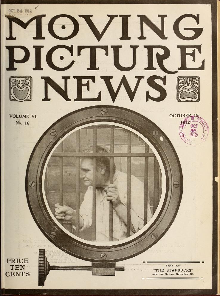 MOTION PICTURE NEWS magazine side cover 19 October 1912