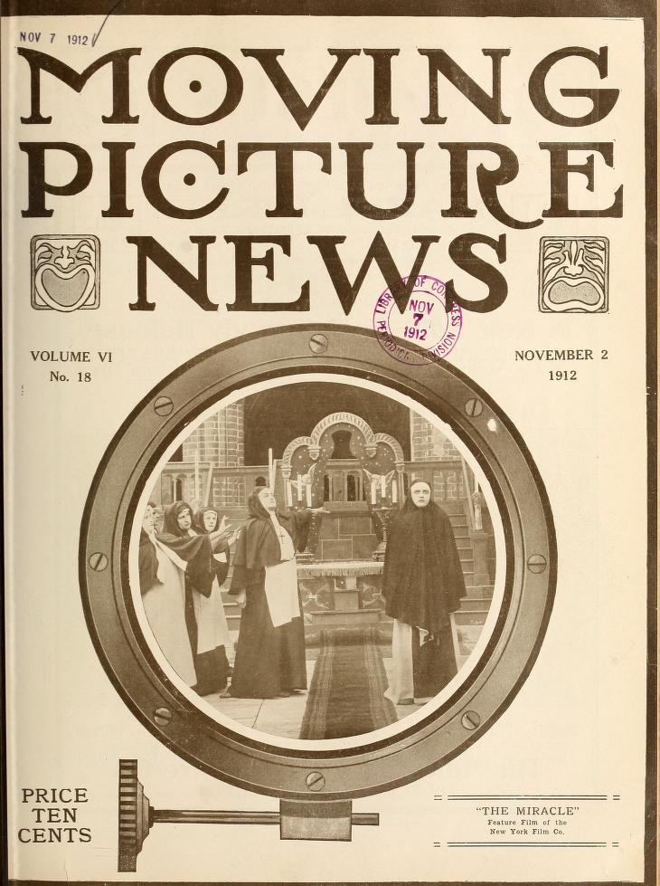 MOTION PICTURE NEWS magazine side cover 2 November 1912