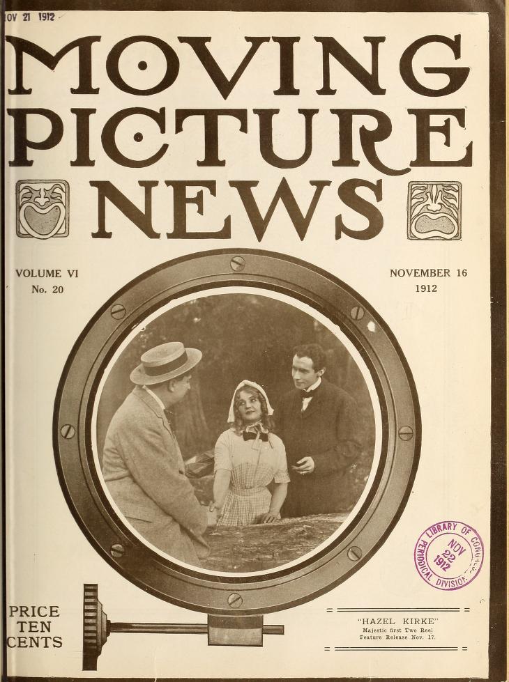 MOTION PICTURE NEWS magazine side cover 16 November 1912