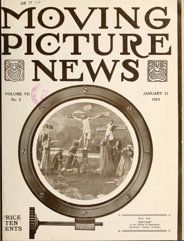 MOTION PICTURE NEWS magazine side cover 11 January 1913