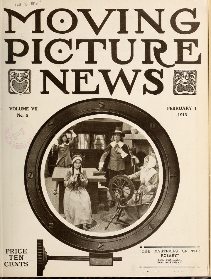 MOTION PICTURE NEWS magazine side cover 1 February 1913
