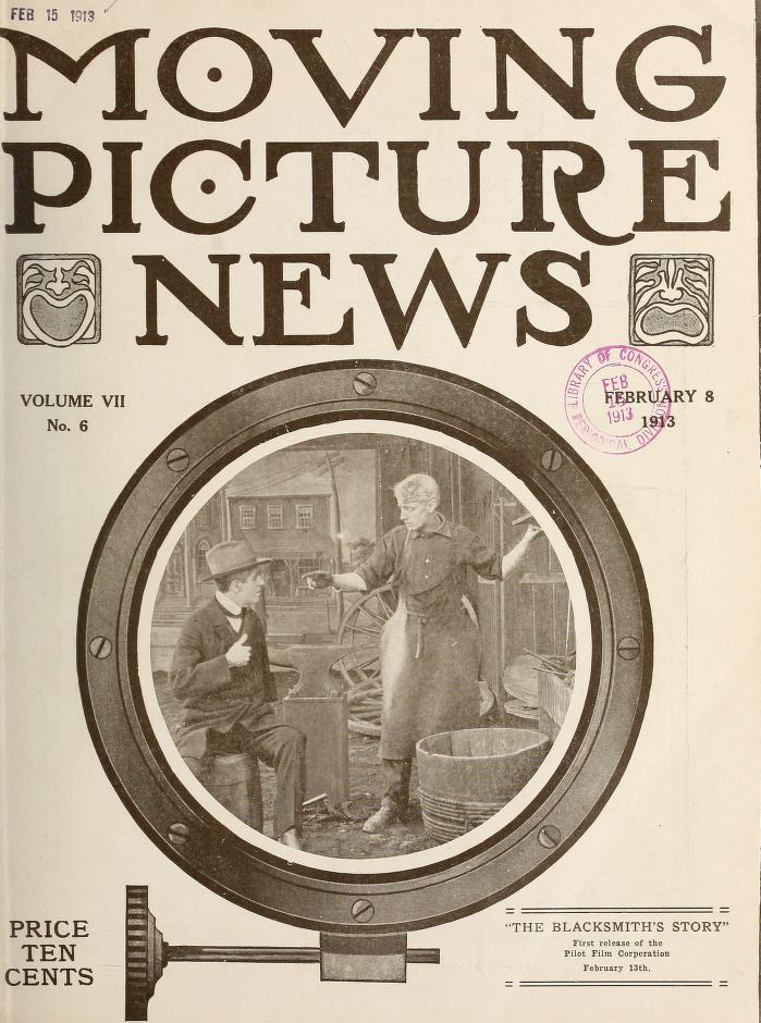 MOTION PICTURE NEWS magazine side cover 8 February 1913
