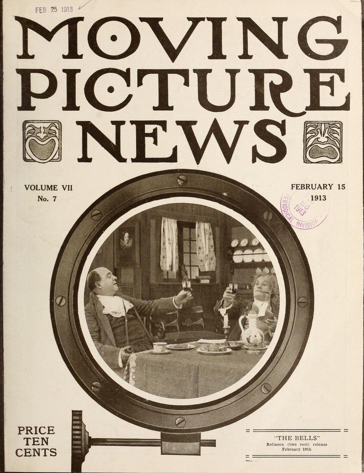 MOTION PICTURE NEWS magazine side cover 15 February 1913