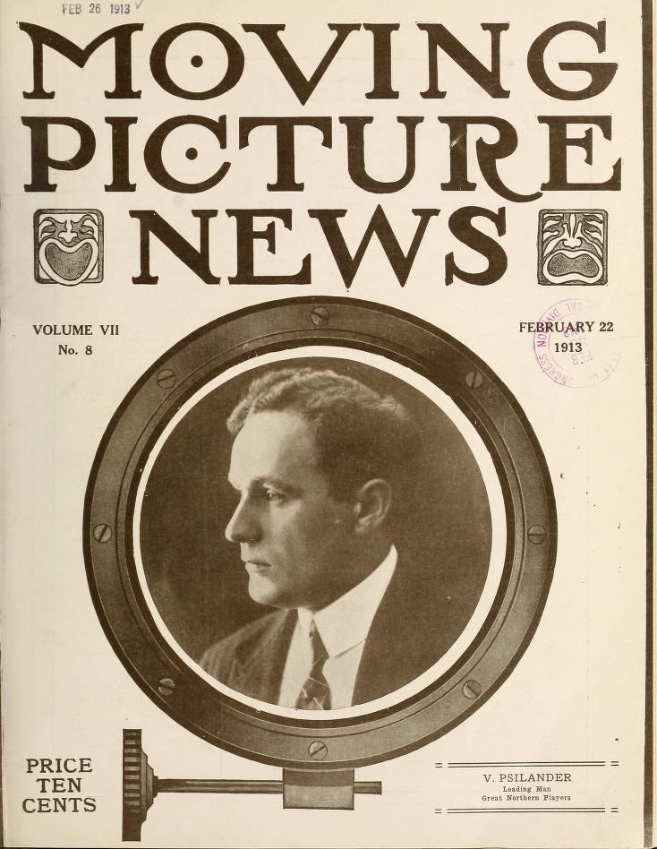 MOTION PICTURE NEWS magazine side cover 22 February 1913