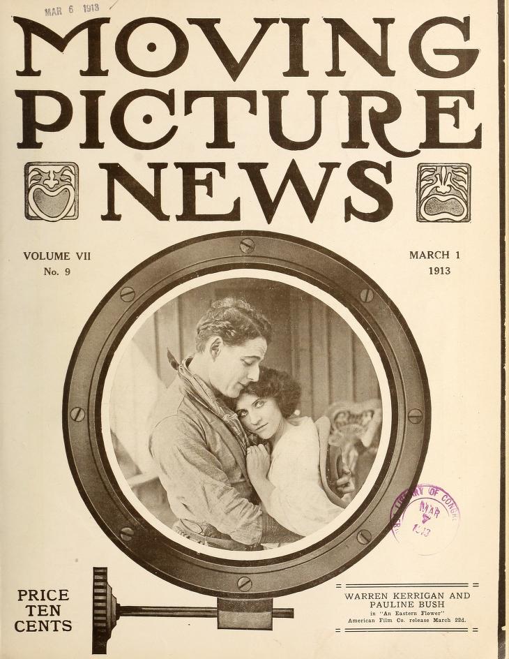 MOTION PICTURE NEWS magazine side cover 1 March 1913