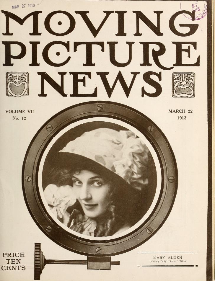 MOTION PICTURE NEWS magazine side cover 22 March 1913
